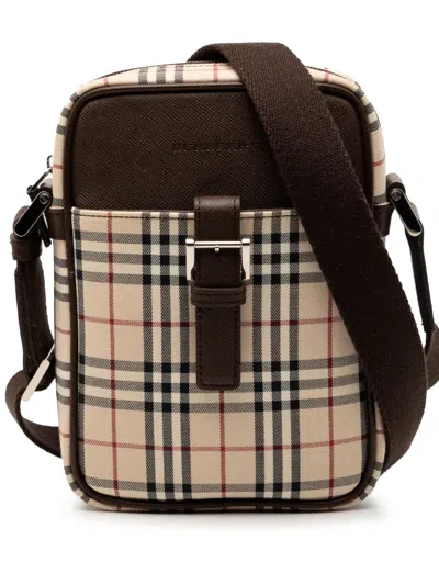 Pre-owned Burberry 2000-2017 House Check Canvas Crossbody Bag In Brown
