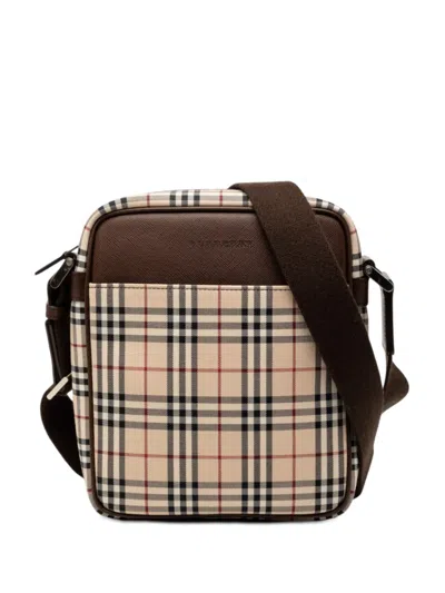 Pre-owned Burberry 2000-2017 House Check Canvas Crossbody Bag In Brown