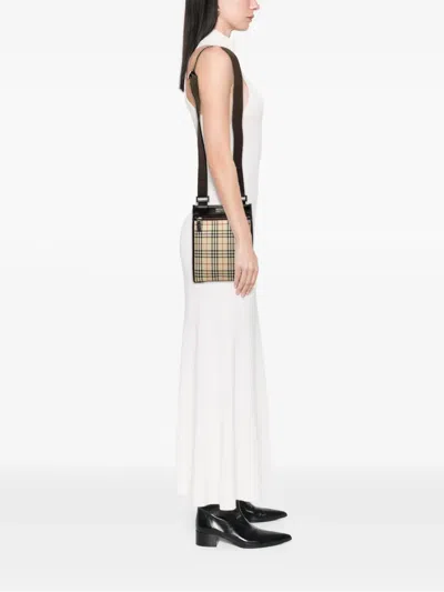 Pre-owned Burberry 2000-2017 House Check Canvas Crossbody Bag In Neutrals