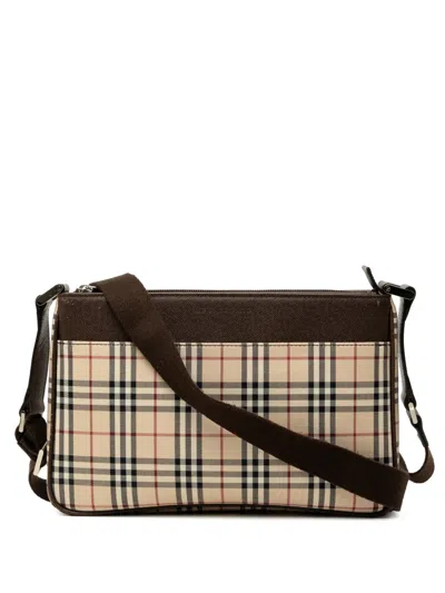 Pre-owned Burberry 2000-2017 House Check Canvas Crossbody Bag In Neutrals