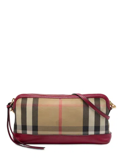 Pre-owned Burberry 2000-2017 House Check Canvas Derby Abingdon Convertible Satchel In Brown