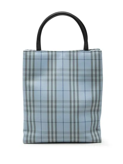 Pre-owned Burberry 2000-2017 House Check Canvas Handbag In Blue