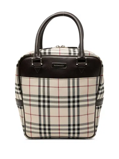 Pre-owned Burberry 2000-2017 House Check Canvas Handbag In Neutral