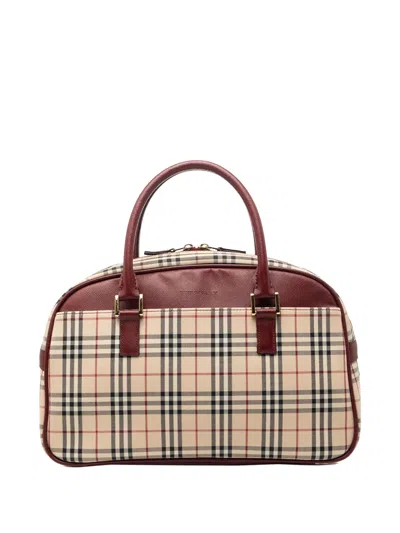 Pre-owned Burberry 2000-2017 House Check Canvas Handbag In Neutral