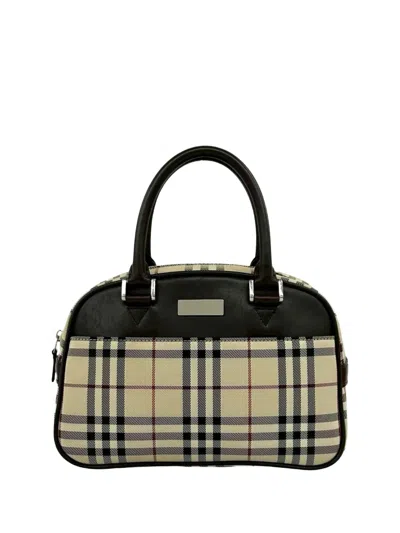 Pre-owned Burberry 2000-2017 House Check Canvas Handbag In Neutral