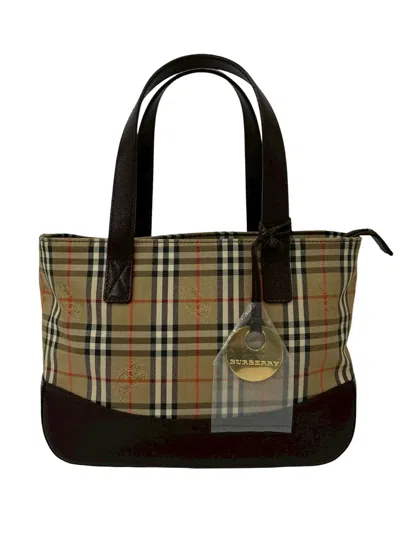 Pre-owned Burberry 2000-2017 House Check Canvas Handbag In Neutral