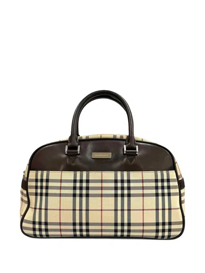 Pre-owned Burberry 2000-2017 House Check Canvas Handbag In Neutrals