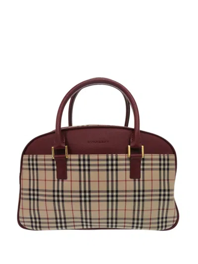 Pre-owned Burberry 2000-2017 House Check Canvas Handbag In Red
