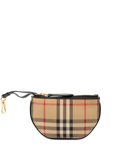 Pre-owned Burberry 2000-2017 House Check Canvas Olympia Coin Pouch In Neutral