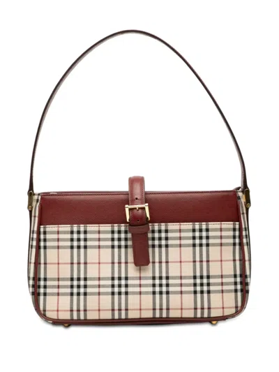 Pre-owned Burberry 2000-2017 House Check Canvas Shoulder Bag In Neutral