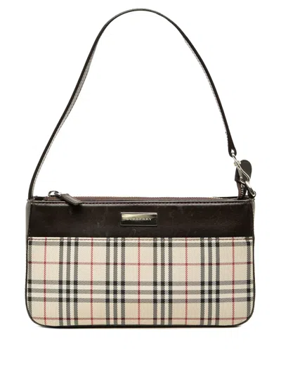Pre-owned Burberry 2000-2017 House Check Canvas Shoulder Bag In Neutral