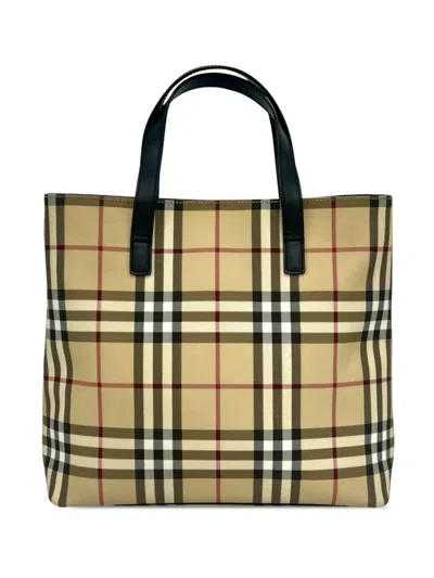 Pre-owned Burberry 2000-2017 House Check Canvas Tote Bag In Neutrals