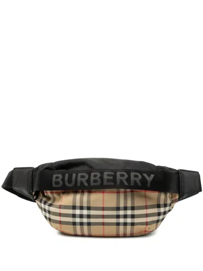 Pre-owned Burberry 2000-2017 House Check Nylon Sonny Belt Bag In Neutral
