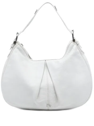 Pre-owned Burberry 2000-2017 Large Leather Malika Hobo Shoulder Bag In White