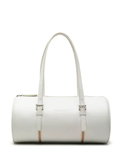 Pre-owned Burberry 2000-2017 Leather Barrel Shoulder Bag In White