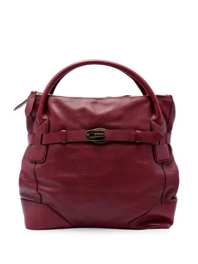 Pre-owned Burberry 2000-2017 Leather Bartow Satchel In Red