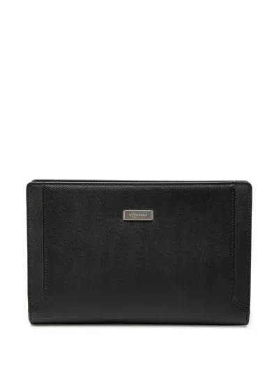 Pre-owned Burberry 2000-2017 Leather Clutch Bag In Black