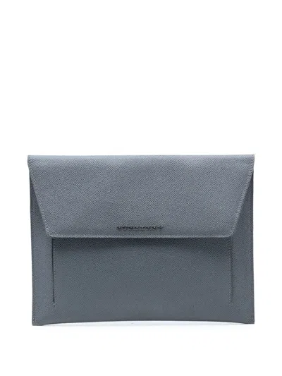 Pre-owned Burberry 2000-2017 Leather Ipad Case Clutch Bag In Gray