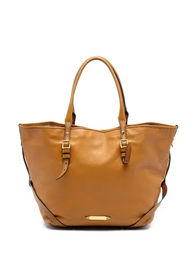 Pre-owned Burberry 2000-2017 Leather Salisbury Belted Tote Bag In Brown