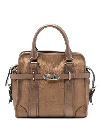 Pre-owned Burberry 2000-2017 Leather Top Handle Bag Satchel In Brown