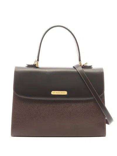 Pre-owned Burberry 2000-2017 Leather Top Handle Satchel In Brown