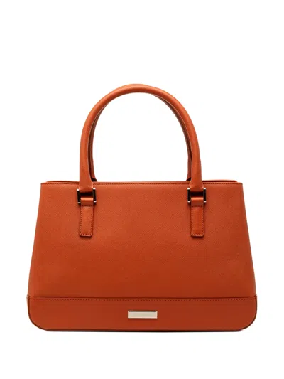Pre-owned Burberry 2000-2017 Leather Top Handle Tote Bag In Orange