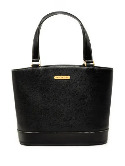 Pre-owned Burberry 2000-2017 Leather Tote Bag In Black