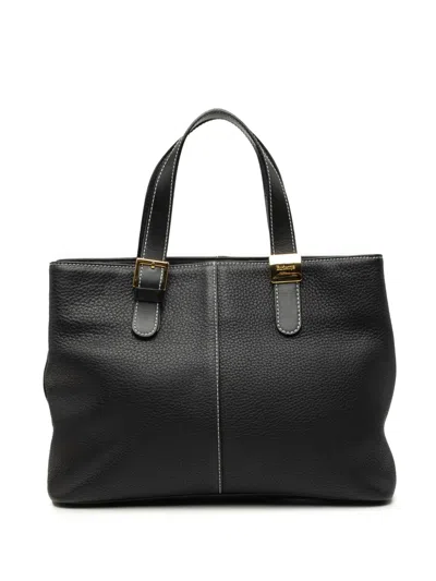 Pre-owned Burberry 2000-2017 Leather Tote Bag In Black
