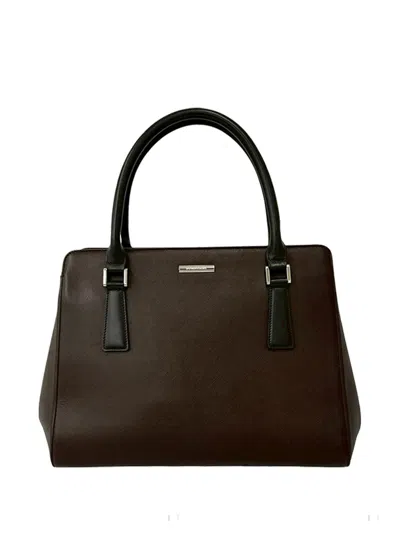 Pre-owned Burberry 2000-2017 Leather Tote Bag In Brown