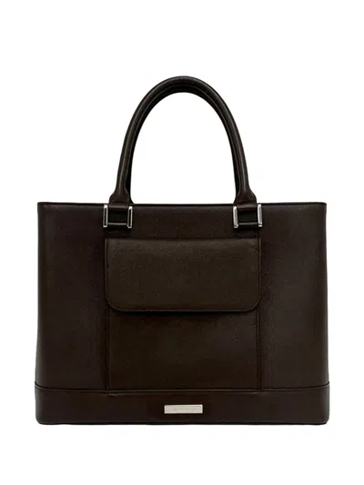 Pre-owned Burberry 2000-2017 Leather Tote Bag In Brown