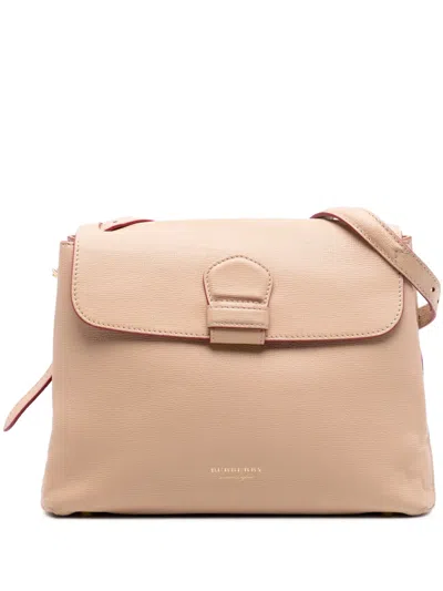Pre-owned Burberry 2000-2017 Medium House Check Trimmed Leather Camberley Satchel In Neutral