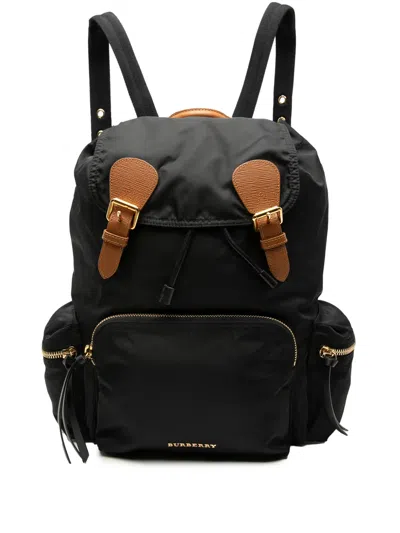 Pre-owned Burberry 2000-2017 Medium Nylon Runway Backpack In Black