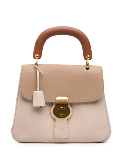 Pre-owned Burberry 2000-2017 Medium Tricolor Trench Calfskin Dk88 Top Handle Bag Satchel In Brown