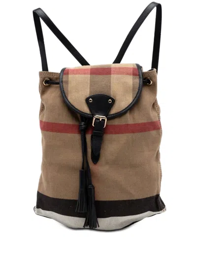Pre-owned Burberry 2000-2017 Mega Check Canvas Chiltern Backpack In Brown