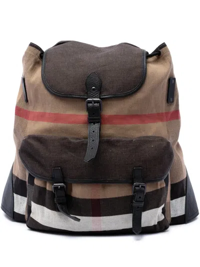 Pre-owned Burberry 2000-2017 Mega Check Canvas Korbin Backpack In Brown