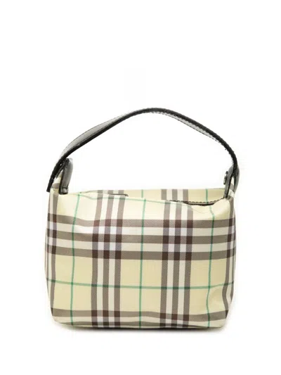 Pre-owned Burberry 2000-2017 Mini House Check Canvas Handbag In Yellow