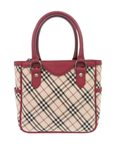 Pre-owned Burberry 2000-2017 Nova Check Canvas Handbag In Red