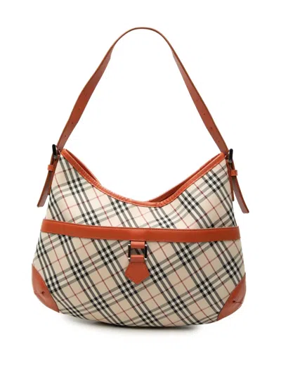 Pre-owned Burberry 2000-2017 Nova Check Canvas Hobo Bag In Orange