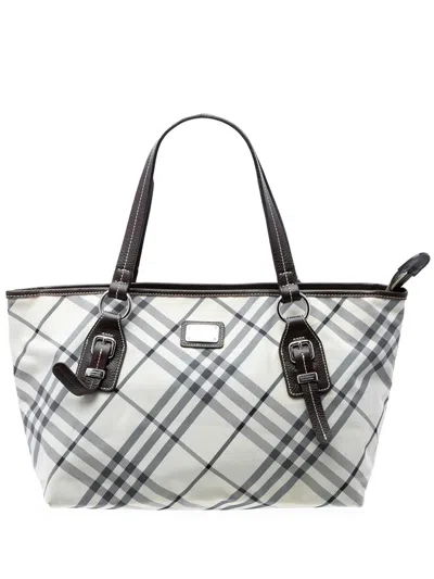Pre-owned Burberry 2000-2017 Nova Check Canvas Tote Bag In Brown