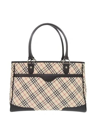 Pre-owned Burberry 2000-2017 Nova Check Canvas Tote Bag In Neutral
