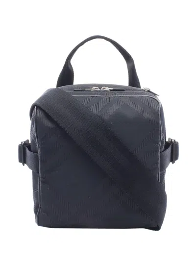 Pre-owned Burberry 2000-2017 Nylon Check Satchel In Black