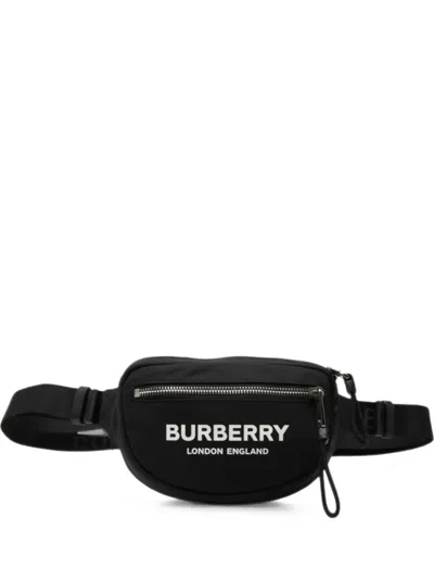 Pre-owned Burberry 2000-2017 Nylon Logo Cannon Belt Bag In Black