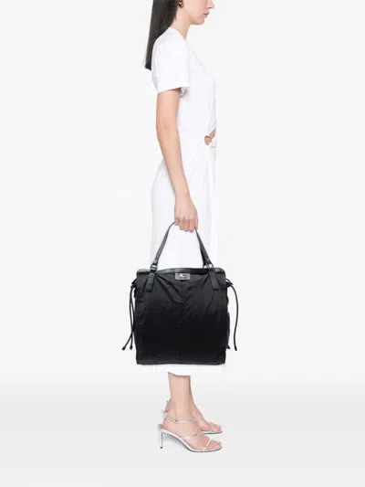Pre-owned Burberry 2000-2017 Nylon Packable Buckleigh Tote Bag In Black