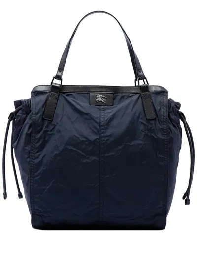 Pre-owned Burberry 2000-2017 Nylon Packable Buckleigh Tote Bag In Blue