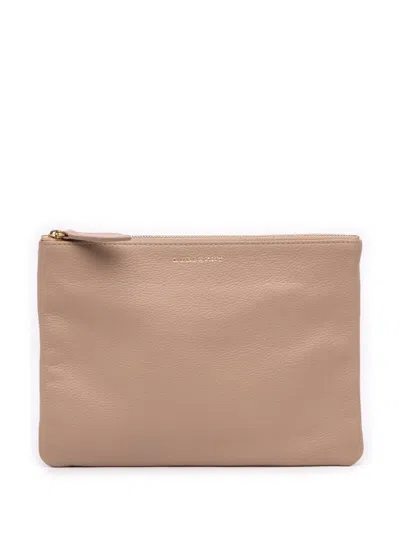 Pre-owned Burberry 2000-2017 Pebbled Leather Clutch Bag In Brown