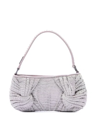 Pre-owned Burberry 2000-2017 Prorsum Leather Fringed Shoulder Bag In Purple
