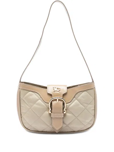 Pre-owned Burberry 2000-2017 Quilted Nylon And Leather Sophie Shoulder Bag In Brown