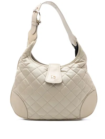 Pre-owned Burberry 2000-2017 Quilted Nylon Brooke Hobo Bag In Brown