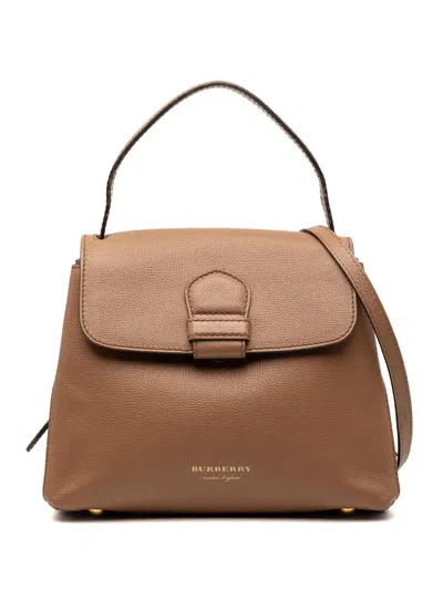 Pre-owned Burberry 2000-2017 Small Calfskin And House Check Camberley Satchel In Brown
