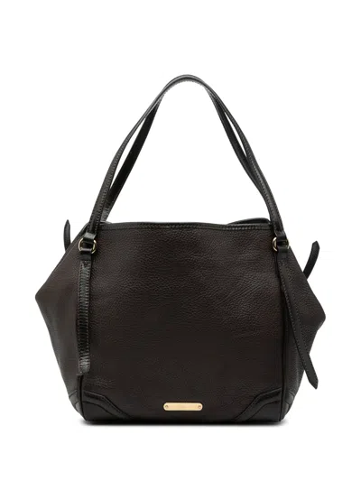 Pre-owned Burberry 2000-2017 Small Grained Calfskin Canterbury Tote Bag In Brown
